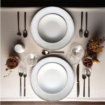 UOEKCS White Charger Plates - Set of 6 Vintage Elegance