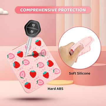 FANPL Game Case Holder for Nintendo Switch/OLED/Lite,12 Game Card and 12 Micro SD Card Slots Portable Storage Case for Switch, Cute Switch Cartridge Box with Hard Shell & Soft Liner-Pink Strawberry,