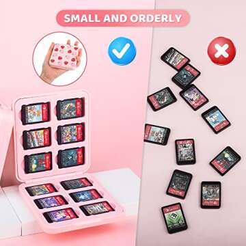 FANPL Game Case Holder for Nintendo Switch/OLED/Lite,12 Game Card and 12 Micro SD Card Slots Portable Storage Case for Switch, Cute Switch Cartridge Box with Hard Shell & Soft Liner-Pink Strawberry,
