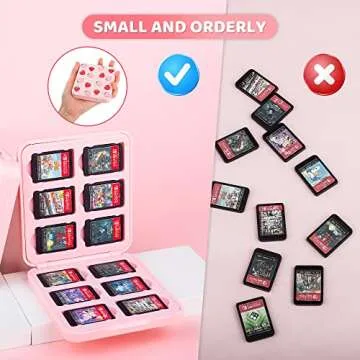 FANPL Game Case Holder for Nintendo Switch/OLED/Lite,12 Game Card and 12 Micro SD Card Slots Portable Storage Case for Switch, Cute Switch Cartridge Box with Hard Shell & Soft Liner-Pink Strawberry,