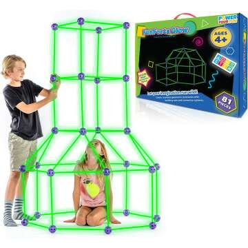 Fun Forts Glow Building Kit - 81 Pack STEM Toy