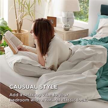 Bedsure Cotton Percale Queen Sheet Set - 100% Cotton Bed Set for Queen Size Bed, Breathable & Crirsp Soft White Sheets, Deep Pocket Up to 16 Inches, Bedding Bedsheets & Pillowcases