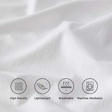 Bedsure Cotton Percale Queen Sheet Set - 100% Cotton Bed Set for Queen Size Bed, Breathable & Crirsp Soft White Sheets, Deep Pocket Up to 16 Inches, Bedding Bedsheets & Pillowcases