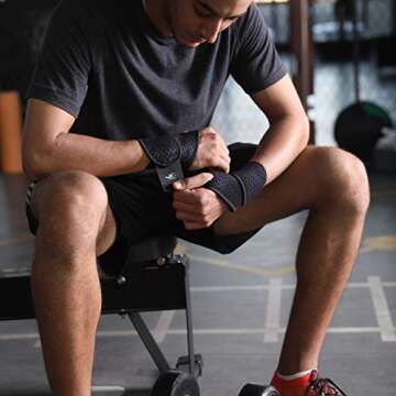 HiRui 2 Pack Wrist Compression Strap and Wrist Brace Sport Wrist Support for Fitness, Weightlifting, Tendonitis, Carpal Tunnel Arthritis, Pain Relief-Wear Anywhere-Adjustable (Black)