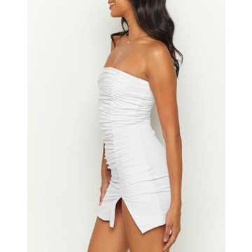 Elegant HYPERFIRE Strapless Ruched Mini Dress for Women