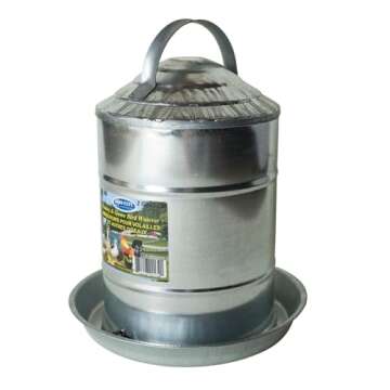 FARM-TUFF Double Wall Cone Top Galvanized Metal Automatic Poultry Fountain Waterer for Chickens, 2 G...