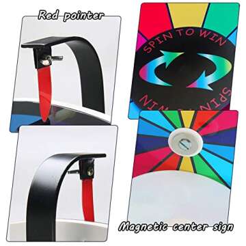 iElyiEsy 24" Prize Wheel with Folding Tripod Floor Stand Height Adjustable 14 Slots Spin Wheel for Prizes with Dry Erase Markers & Eraser for Carnival Trade Show