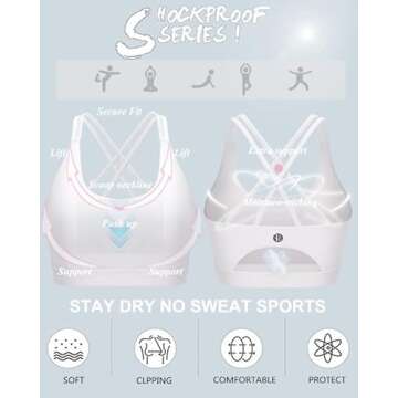 RUNNING GIRL Sports Bras for Women,Strappy Back Workout Bras Padded Supportive White Sports Bra Plue Size(WX2354 White,S)