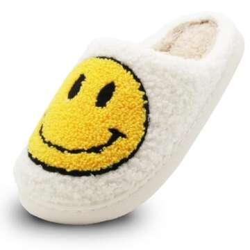 FIWAHI Retro Fuzzy Face Slippers for Women Men, Lightweight Slip-on Soft Fluffy Warm Couple Style Ca...