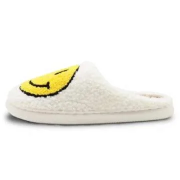 FIWAHI Retro Fuzzy Face Slippers for Women Men, Lightweight Slip-on Soft Fluffy Warm Couple Style Casual Cute Cozy Indoor Outdoor House Memory Foam Happy Face Slippers