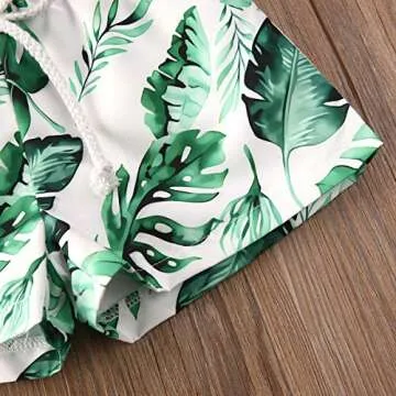 Ambabe Swim Trunks for Toddlers - Quick Dry Palm Design