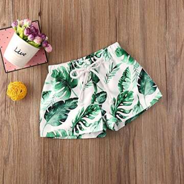 Ambabe Swim Trunks for Toddlers - Quick Dry Palm Design