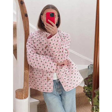 Stylish Dqbeng Women's Quilted Floral Jacket