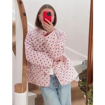 Stylish Dqbeng Women's Quilted Floral Jacket