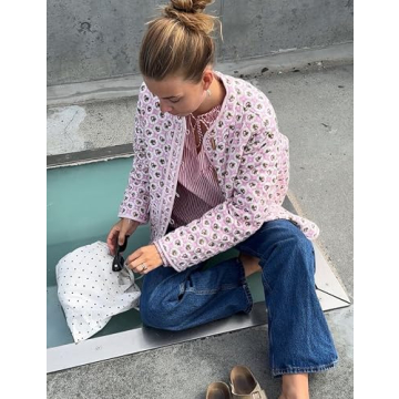 Stylish Dqbeng Women's Quilted Floral Jacket