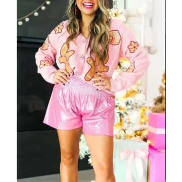 Sequin Gingerbread Man Christmas Cardigan for Women