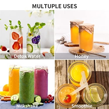 OAMCEG 8 Pack 16OZ Glass Juice Bottles with Lids