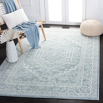 SAFAVIEH Adirondack Collection Area Rug - 5'1" x 7'6", Slate & Ivory, Oriental Medallion Design, Non...
