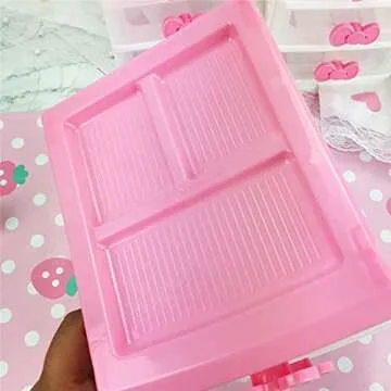 WQURC Lovely Girls Receiving Storage Cabinets Box Room Desktop Makeup Organizer With Four-tier Desk Receiving Drawers N Pink Bowknot (1)