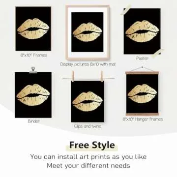 Black And Gold Bedroom Decor Set of 4 Art Prints