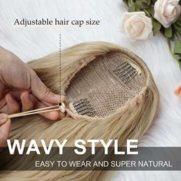 FREEMEIGE Blonde Ponytail Extension Long Wavy Drawstring Ponytail Hair Extension Clip in Ponytail Ex...