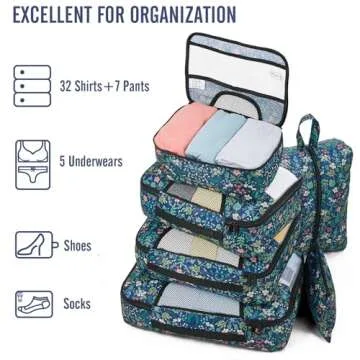 Veken 8 Set Packing Cubes - Travel Organizers for Effortless Packing