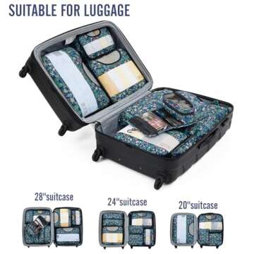 Veken 8 Set Packing Cubes - Travel Organizers for Effortless Packing