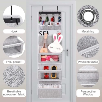 VICTORICH All-IN-ONE Over the Door Storage Organizer Grey