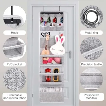 VICTORICH All-IN-ONE Over the Door Storage Organizer Grey