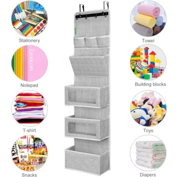 VICTORICH All-IN-ONE Over the Door Storage Organizer Grey