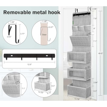 VICTORICH All-IN-ONE Over the Door Storage Organizer Grey