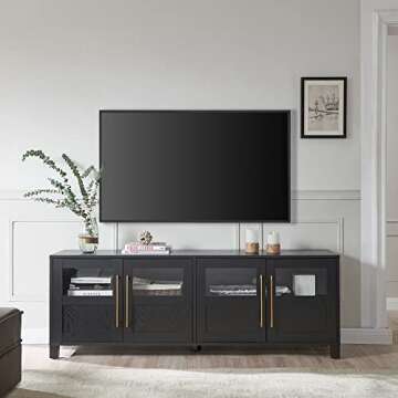 Henn&Hart Holbrook TV Television-Stands, 68" Wide, Black Grain