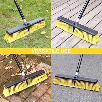 KeFanta 18 Inches Push Broom Outdoor- Heavy Duty Broom with 63" Long Handle for Deck Driveway Garage...