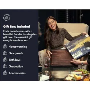 Sonder Los Angeles, Made in USA, Large Thick End Grain Walnut Wood Cutting Board with Non-Slip Feet, Juice Groove, Sorting Compartments for Kitchen 17x13x1.5 in (Gift Box Included)