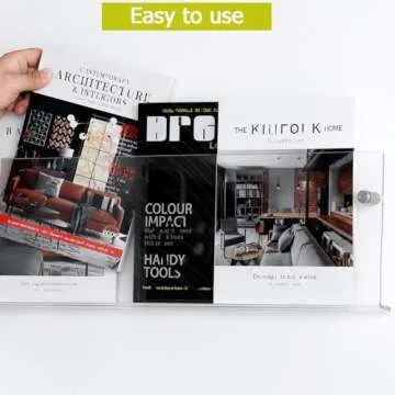 XOHYW 2 Pack Clear Acrylic Magazine Holder, Wall Mount Hanging Bookshelf Literature Storage Rack, Brochure File Display Shelf for Waiting Room, Living Room, Office, Home