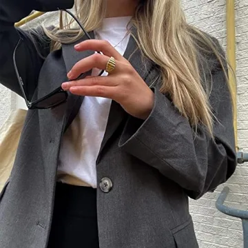 AllenCOCO 18k Gold Plated Croissant Ring for All Genders