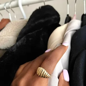 AllenCOCO 18k Gold Plated Croissant Ring for All Genders