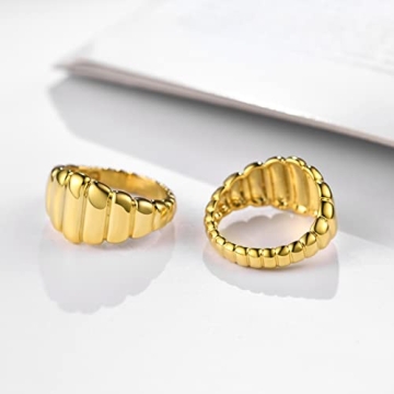 AllenCOCO 18k Gold Plated Croissant Ring for All Genders