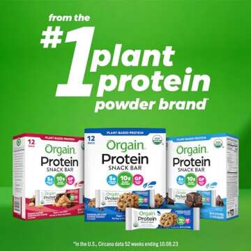 Orgain Organic Vegan Protein Bars, Peanut Butter Chocolate Chunk - 10g Plant Based Protein, Low Calorie Healthy Snacks, No Lactose or Soy Ingredients, Gluten Free, Non-GMO - 1.41 Oz (Pack of 12)