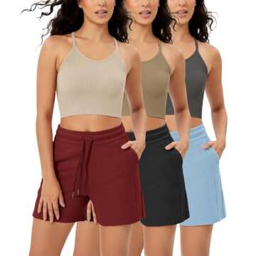 ODODOS Women's Crop 3-Pack Seamless Tank Tops, Mushroom Taupe Charcoal, X-Large/XX-Large