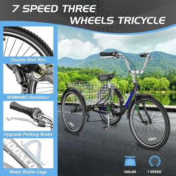 Slsy 7-Speed Adult Tricycle - Comfortable & Versatile