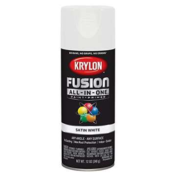 12 oz Krylon K02753007 White Fusion All-In-One Paint & Primer Spray Paint, Satin