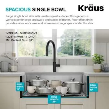 KRAUS Kore Workstation 30-inch Farmhouse Flat Apron Front 16 Gauge Single Bowl Stainless Steel Kitchen Sink with Integrated Ledge and Accessories (Pack of 5), KWF410-30