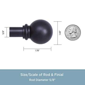 Kenney Chelsea Ball Decorative Curtain Rod 48-86 Inches