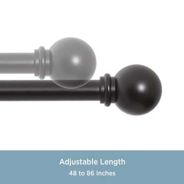 Kenney Chelsea Ball Decorative Curtain Rod 48-86 Inches