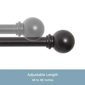 Kenney Chelsea Ball Decorative Curtain Rod 48-86 Inches