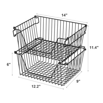 Blitzlabs Stackable Wire Baskets for Home Organization