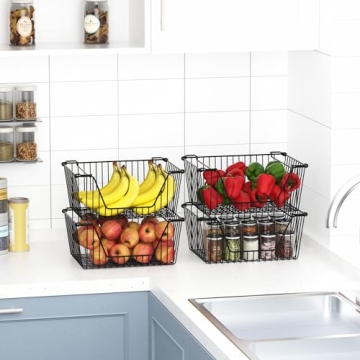 Blitzlabs Stackable Wire Baskets for Home Organization