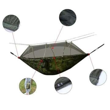 Camping Hammock with Mosquito Net,1-2 Lightweight Portable Outdoor Camping Hammock Nylon Hammock Ten...