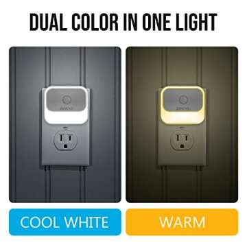 ZISUYU Motion Sensor Night Light Plug in with 3 Modes,Dual Colors,Dimmable,UL-Certified,Dusk to Dawn...